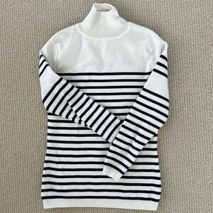 La Ligne Ivory and Blue cotton/spandex striped turtleneck  sweater size XS